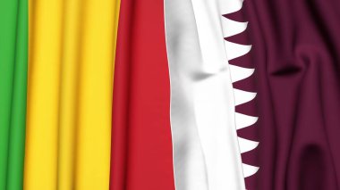 MALI ve Katar bayrakları gerçekçi kumaş dokusuyla