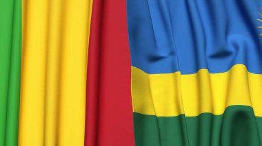 MALI ve Rwanda bayrakları gerçekçi kumaş dokusuyla