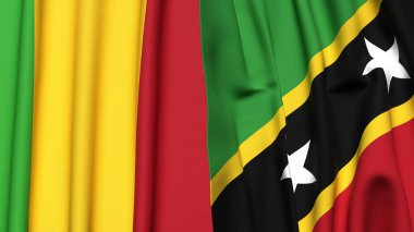 MALI ve SAINT KITTS bayrakları gerçekçi kumaş dokusuyla