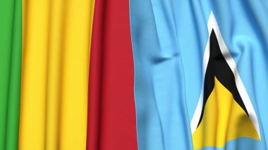 MALI ve SAINT LUCIA bayrakları gerçekçi kumaş dokusuyla
