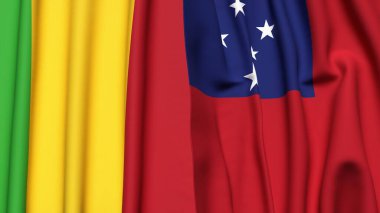 MALI ve SAMOA bayrakları gerçekçi kumaş dokusuyla