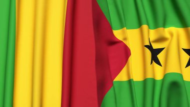 MALI ve SAO TOME bayrakları gerçekçi kumaş dokusuyla
