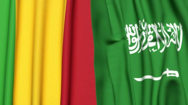 MALI ve SAUDI ARABIA bayrakları gerçekçi kumaş dokusuyla