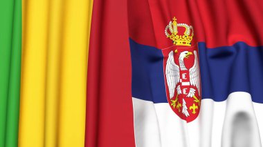 MALI ve SERBIA bayrakları gerçekçi kumaş dokusuna sahip