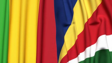 MALI ve SEYCHELLES bayrakları gerçekçi kumaş dokusuyla