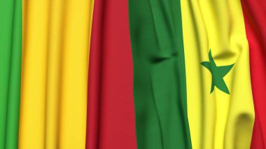 MALI ve SENeGAL bayrakları gerçekçi kumaş dokusuyla