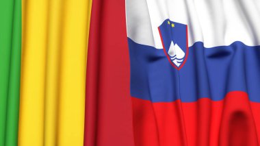 MALI ve SLOVENIA bayrakları gerçekçi kumaş dokusuna sahip