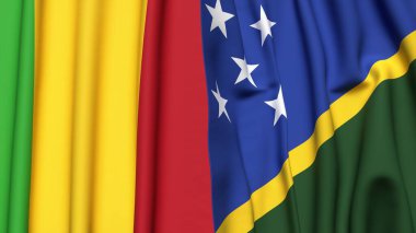 MALI ve SOLOMON Adaları bayrakları gerçekçi kumaş dokusuna sahip