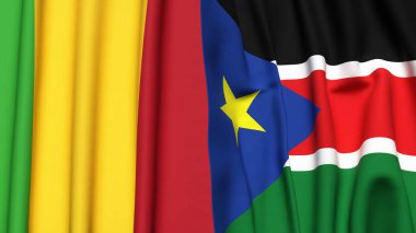 MALI ve GÜNEY SUDAN bayrakları gerçekçi kumaş dokusuyla