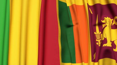 MALI ve SRI LANKA bayrakları gerçekçi kumaş dokusuna sahip