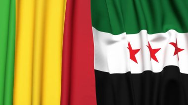 MALI ve SYRIA bayrakları gerçekçi kumaş dokusuna sahip