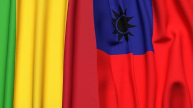 MALI ve Tayvan bayrakları gerçekçi kumaş desenli