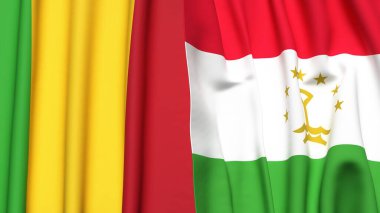 MALI ve TAJIKISTAN bayrakları gerçekçi kumaş dokusuna sahip