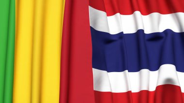 MALI ve THAILAND bayrakları gerçekçi kumaş dokusuyla