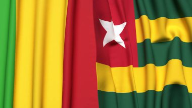 MALI ve TOGO bayrakları gerçekçi kumaş dokusuyla
