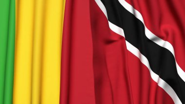 Gerçekçi kumaş dokusuna sahip MALI ve TRINIDAD bayrakları
