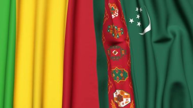MALI ve Türkmenistan bayrakları gerçekçi kumaş dokusuna sahip
