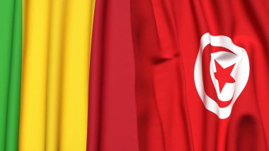 MALI ve TUNISIA bayrakları gerçekçi kumaş dokusuna sahip