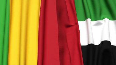 MALI ve BAE bayrakları gerçekçi kumaş dokusuyla
