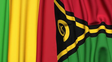 MALI ve VANUATU bayrakları gerçekçi kumaş dokusuyla