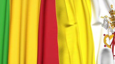 MALI ve VATICAN bayrakları gerçekçi kumaş dokusuna sahip