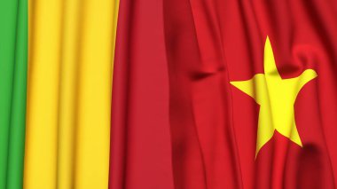 MALI ve VİETNAM bayrakları gerçekçi kumaş dokusuyla