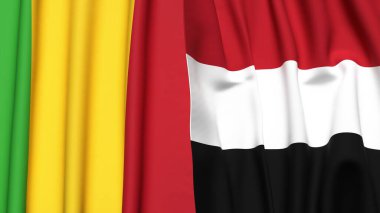 MALI ve YEMEN bayrakları gerçekçi kumaş dokusuyla