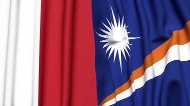 MALTA Bayrakları ve Marshall Adaları Gerçekçi kumaş dokusuna sahip