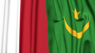 MALTA ve MAURITANIA bayrakları gerçekçi kumaş dokusuyla