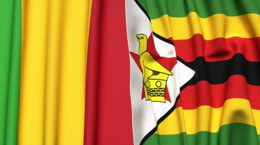 MALI ve ZIMBABWE bayrakları gerçekçi kumaş dokusuyla