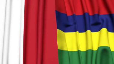MALTA ve MAURITIUS bayrakları gerçekçi kumaş dokusuyla