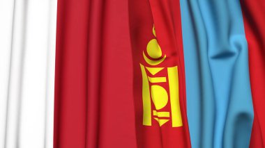 MALTA ve Mongolya bayrakları gerçekçi kumaş dokusuyla