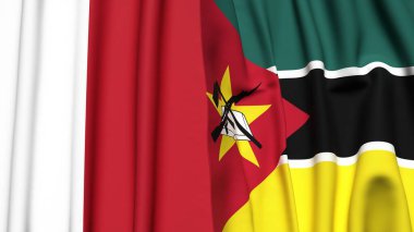 MALTA ve MOZAMBIQUE bayrakları gerçekçi kumaş dokusuyla