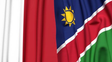 MALTA ve NAMIBIA bayrakları gerçekçi kumaş dokusuyla