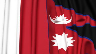 MALTA ve NEPAL bayrakları gerçekçi kumaş dokusuyla