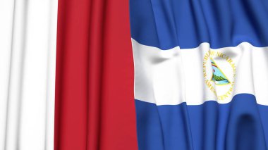 MALTA ve NICARAGUA bayrakları gerçekçi kumaş dokusuyla