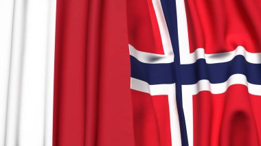 MALTA ve NORWay bayrakları gerçekçi kumaş dokusuyla