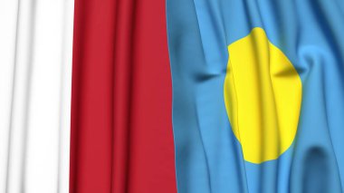 MALTA ve PALAU bayrakları gerçekçi kumaş dokusuyla