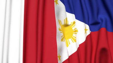 MALTA ve PHILIPPINES bayrakları gerçekçi kumaş dokusuyla