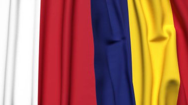 MALTA ve ROMANIA bayrakları gerçekçi kumaş dokusuyla