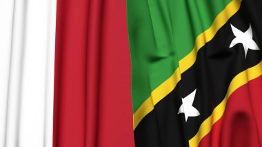 MALTA 'nın bayrakları ve gerçekçi kumaş dokusuna sahip Aziz Kitts