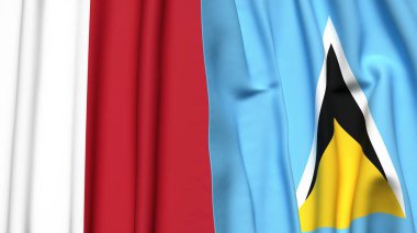 MALTA ve Saint LUCIA bayrakları gerçekçi kumaş dokusuyla