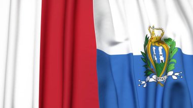 MALTA ve SAN MARINO bayrakları gerçekçi kumaş dokusuyla