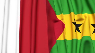 MALTA ve SAO TOME bayrakları gerçekçi kumaş dokusuyla