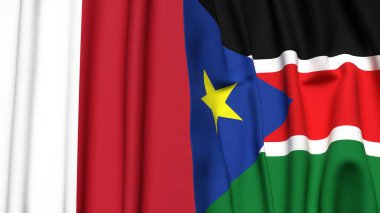 MALTA ve GÜNEY SUDAN bayrakları gerçekçi kumaş dokusuyla