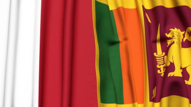 MALTA ve SRI LANKA bayrakları gerçekçi kumaş dokusuyla