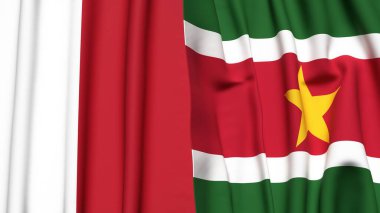MALTA ve SURINAME bayrakları gerçekçi kumaş dokusuyla
