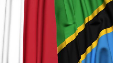 MALTA ve TANZANIA bayrakları gerçekçi kumaş dokusuyla