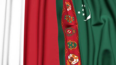MALTA ve Türkmenistan bayrakları gerçekçi kumaş dokusuyla