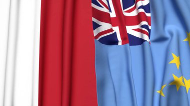 MALTA ve TUVALU bayrakları gerçekçi kumaş dokusuyla
